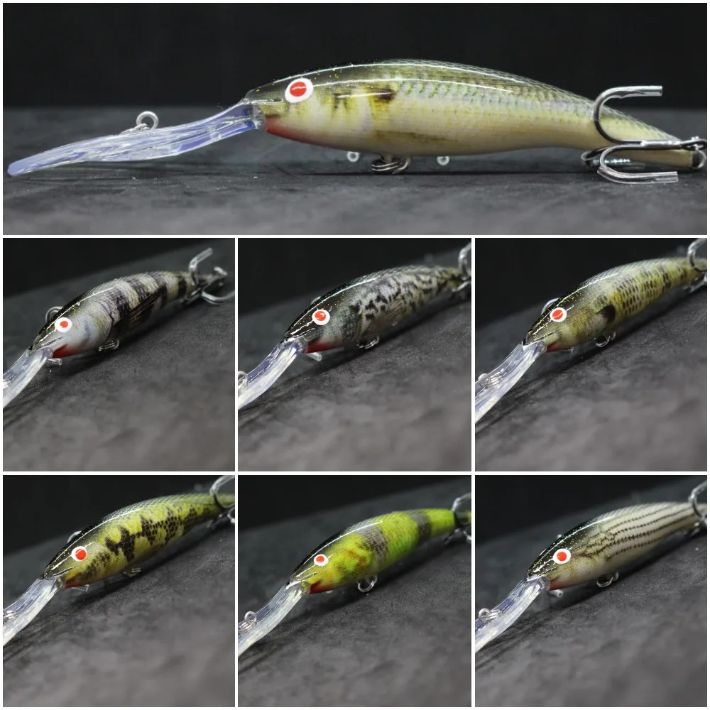 

wLure 14g 13cm Deep Diving Floating Jerkbait Lifelike Painting Cutting Blade Treble Hooks Minnow Fishing Lure HM758