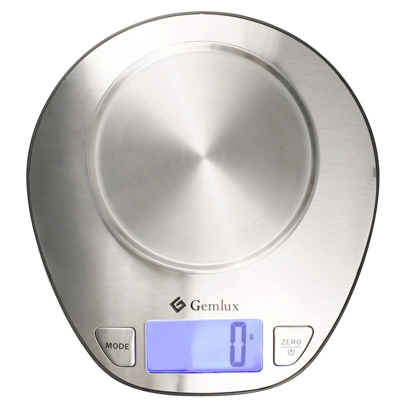 Весы кухонные GEMLUX GL-KS5SB (ЖК-дисплей, максимальная нагрузка 5 кг, автоотключение для экономии заряда батареи, сброс веса тары, нержавеющая сталь)