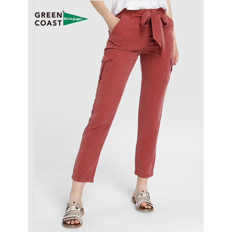 Pantalones Cargo de mujer Green Coast 100% Tencel Color 2019 verano playa Casual mujer diseño especial El Corte de mujer| AliExpress