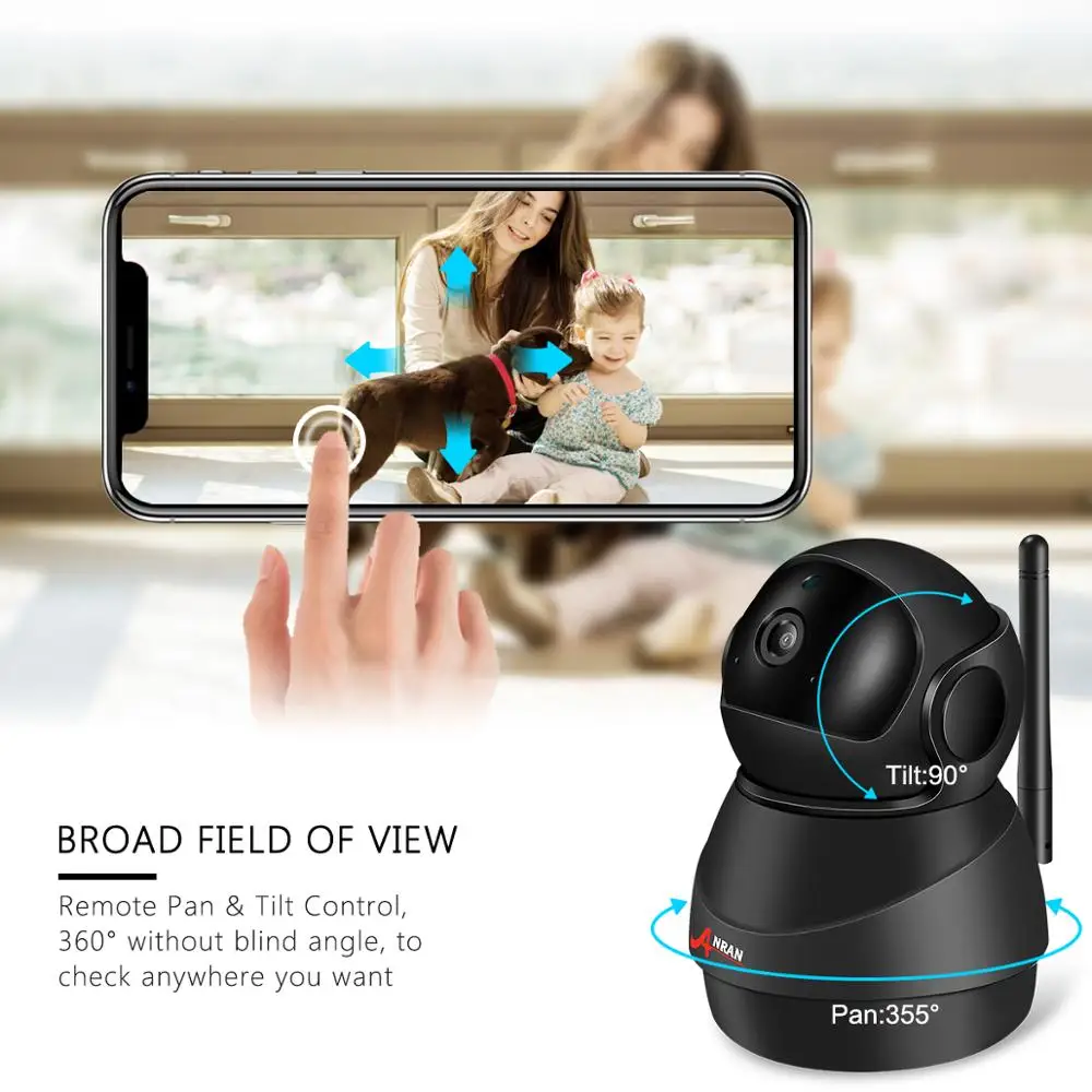 Камера видеонаблюдения ANRAN HD 1080P домашняя IP камера Wi Fi двусторонняя аудиосвязь