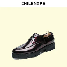 CHILENXAS Autumn WIinter Oxford Shoes Genuine Leather Casual Designer fashion comfortable breathable men height increasing