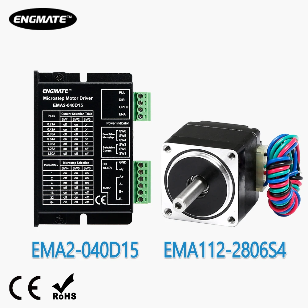 ENGMATE ЧПУ Шаговый Драйвер EMA2 040D15 Поддержка Nema 8 14 Мотор + EMA112 2806S4 Мотор|Шаговый