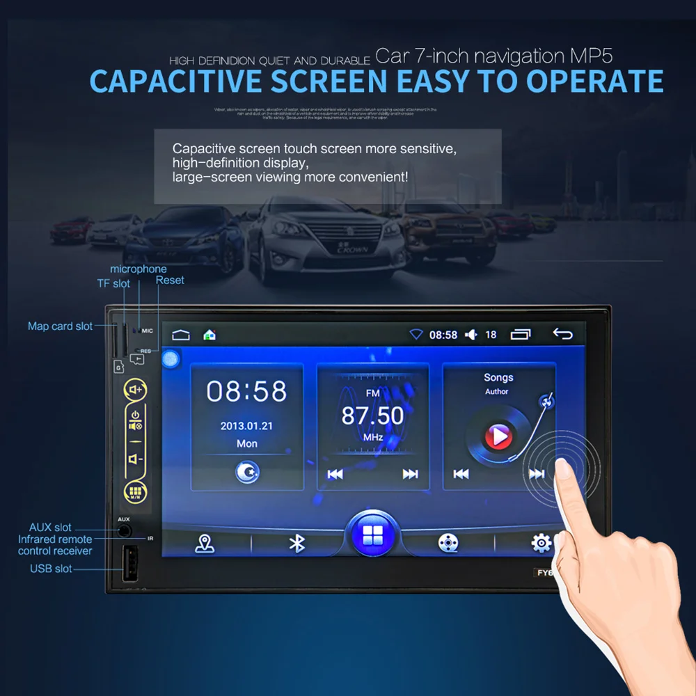 AOSHIKE gps 2 Din Автомобильный мультимедийный плеер 7 ''HD Автомобильный MP5 плеер Bluetooth wifi четырехъядерный Android 6,0 FM MP4