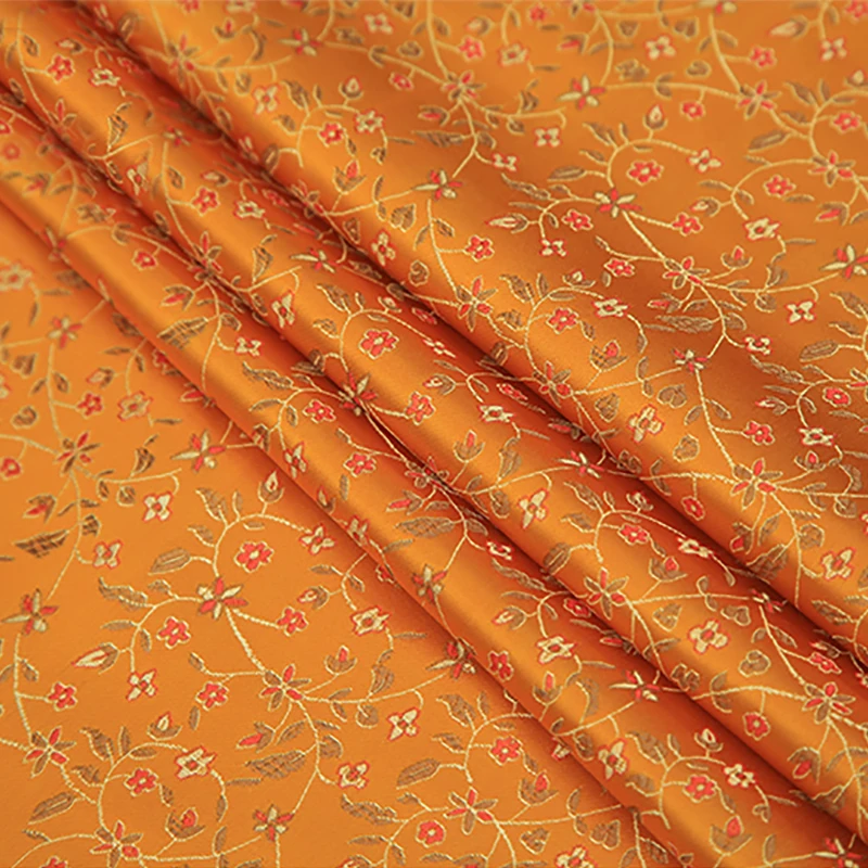 Высокое качество нейлон химические волокна парчи жаккардовые orange цвет цветок ткань, используемая для платья Женская одежда 100x90 см