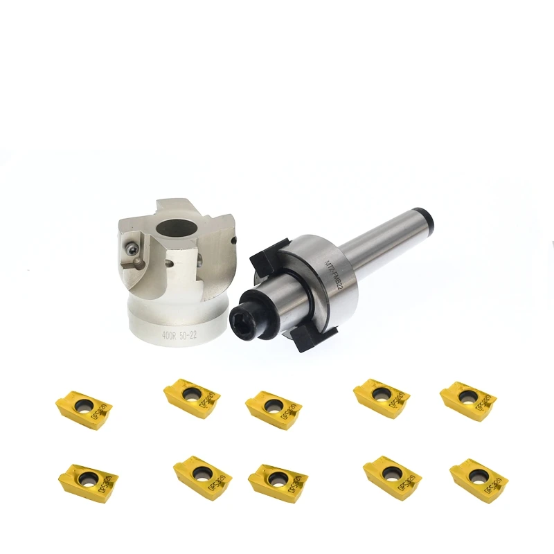 MT2 400R 50mm FMB22 Shank Face End Mill Cutter 10 Carbide Insert APMT1604 CNC