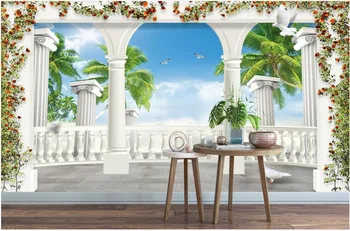 

Custom murals Wallpaper European Landscape 3D Roman Garden Rose TV Background Wall photo wallpaper 3d living room decoration