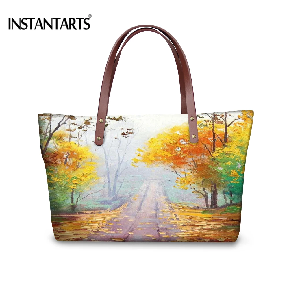 Instantarts النفط اللوحة الطباعة سعة كبيرة حقائب الكتف السيدات الأعلى مقبض حقيبة تسوق عالية الجودة ماركة مصمم حقائب Instantarts النفط اللوحة الطباعة سعة كبيرة حقائب الكتف السيدات الأعلى مقبض حقيبة تسوق عالية الجودة ماركة مصمم حقائب