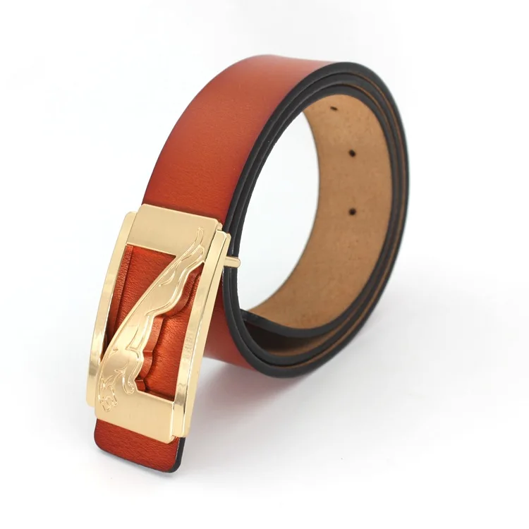 

Brand Designer High Quality 100% Genuine Leather Pin Buckles Jaguar Mens Belts Luxury Male Cowskin Belt Women cinturon mujer