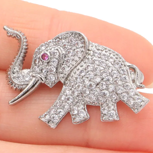 

58x25mm Beautiful Created Long Flowers Shape Purple Spinel CZ Ladies Party Silver Brooch