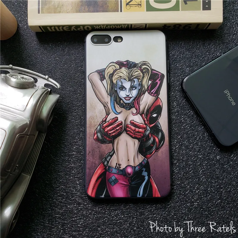 

Harley Quinn Deadpool Marvel DC Patterned Phone Case Super Hero Soft Back Covers Housing for iPhone 7 8 6s 6 Plus X XR XS Max