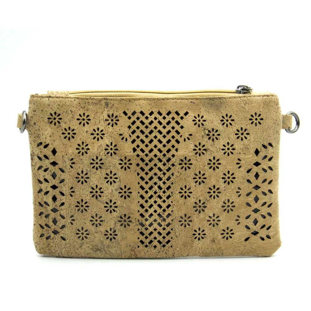 

Natural cork with black background laser cut fabric bags women cork body cross vegan Cork handbag Bag-313