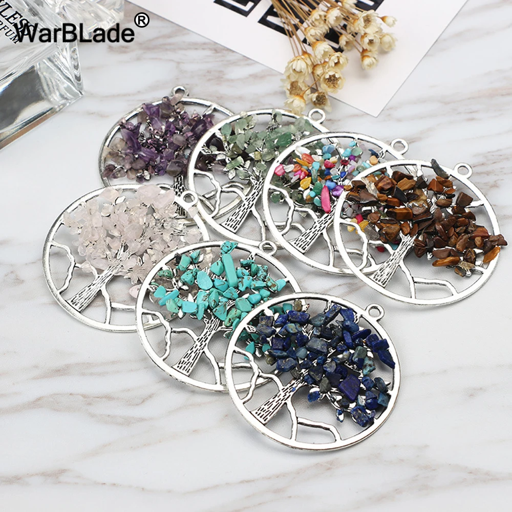 

WarBLade Rainbow 7 Chakra Tree Of Life Pendants Necklaces Crystal Natural Stone Wisdom Life Tree Necklace For Women Jewelry Gift