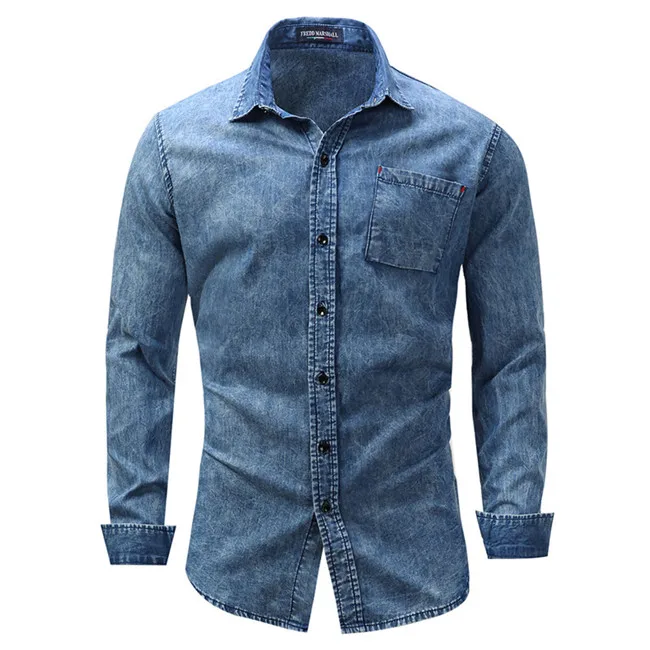 

Euro Sizes Fashion Brand Men Jeans Color Turn-Down Collar Shirt Brown Blue Dress Shirt Slim Fit Long Sleeved Shirt N113