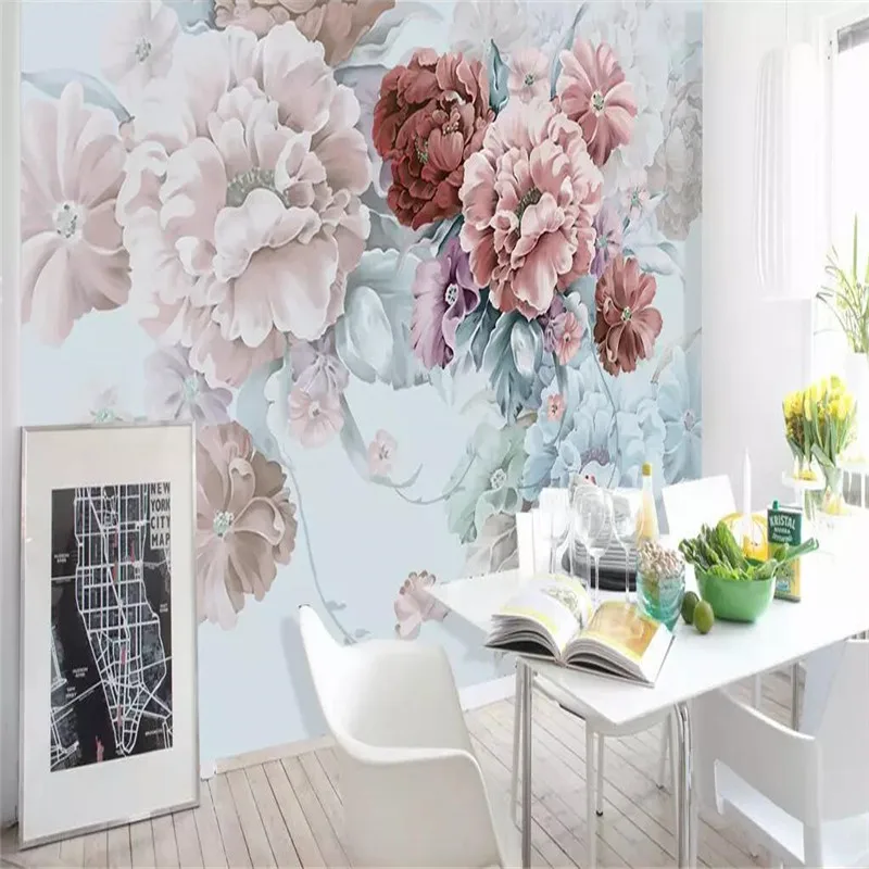 Modern warm flower garden living room TV background wall custom high-end mural factory wholesale wallpaper mural photo wall Modern warm flower garden living room TV background wall custom high-end mural factory wholesale wallpaper mural photo wall