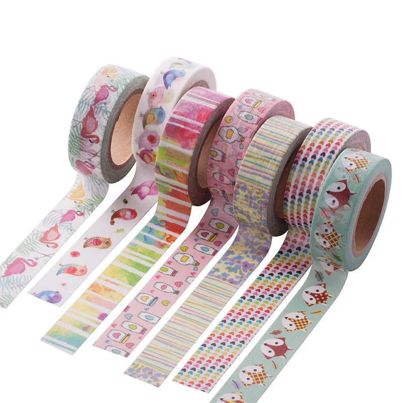 15MM*10M Cartoon Fox Flamingo Washi Tape Cute Birds Pattern Masking