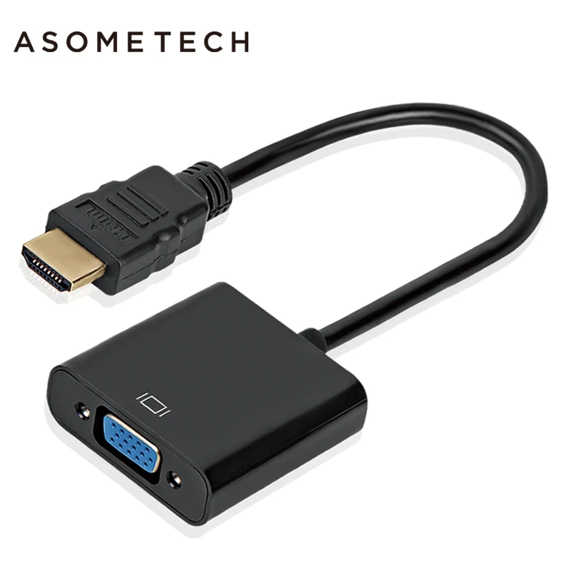 

High Quality Black HDMI to VGA Adapter Male To Famale Converter Adapter 1080P Digital to Analog Video Audio For PC Laptop Tablet