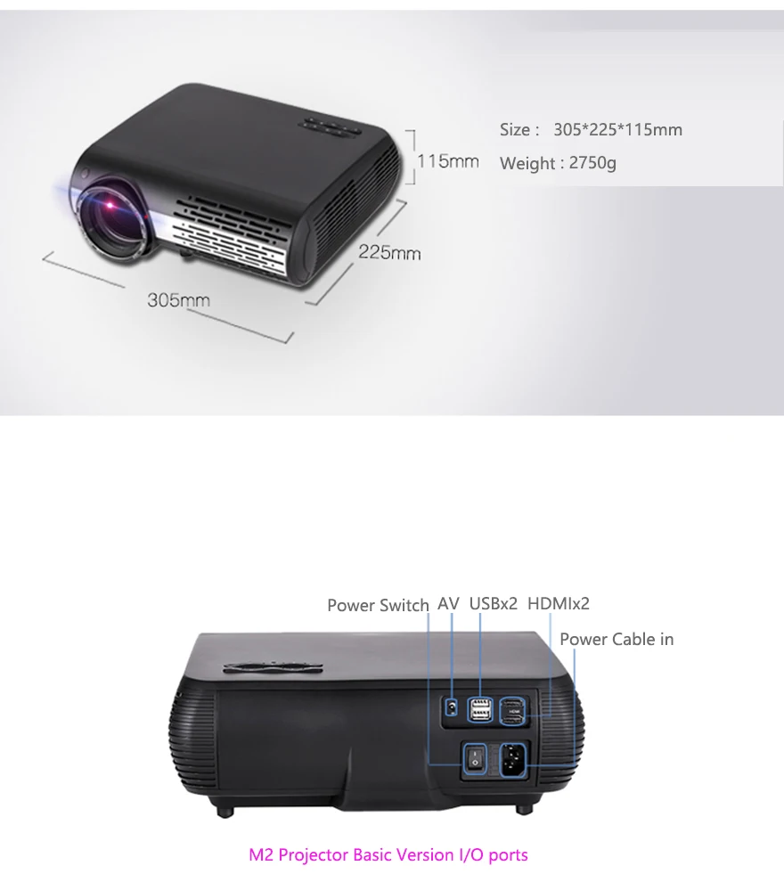 M2 Android Wifi Projector LED Home Theater Proyector (8)