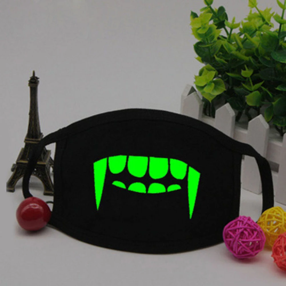 

Punk Fangs Teeth Pattern Soft Cotton Luminous Mask Winter Unisex Mouth-muffle