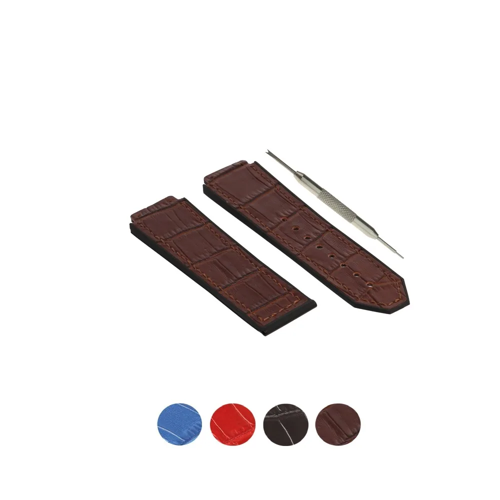 

MDNEN 15x21mm, 19x25mm, 19x26mm Leather Watch Band Strap Fits For Hublot Bigbang + Tool