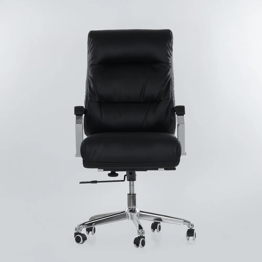 95460 Кресло руководителя Barneo K-18 черная кожа высокая спинка кресло офисное кресло компьютерное кресло с системой качания мебель для офиса компьютерные кресла в Казахстан по России