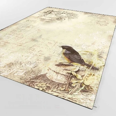 Еще коричневый Винтаж Птицы Цветочные животные ретто 3d печать Нескользящая микрофибра Гостиная декоративный современный моющийся коврик