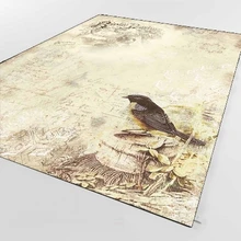 Еще коричневый Винтаж Птицы Цветочные животные ретто 3d печать Нескользящая микрофибра Гостиная декоративный современный моющийся коврик