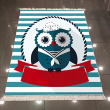 Else Белый Синий матрос забавные Совы в полоску 3d противоскользящее микроволокно сзади моющиеся декоративные Kilim детская комната области ковры