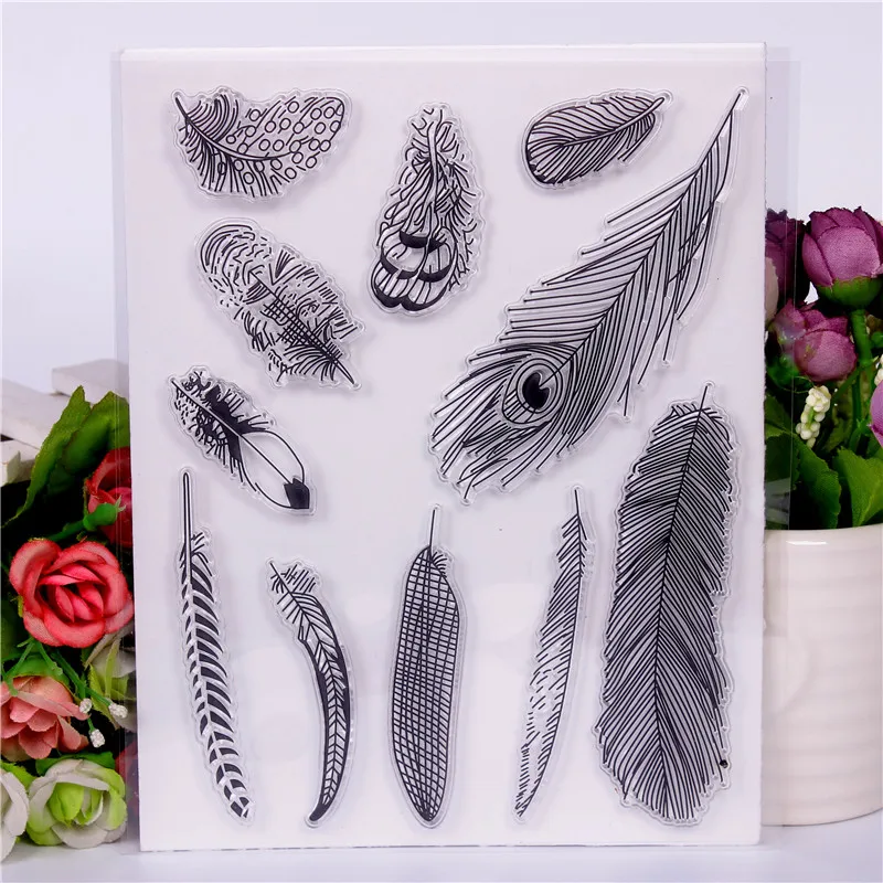 

DLKSDIY Feather Transparent Clear Stamp DIY Silicone Seals Scrapbooking / Card Making/Photo Album Decoration