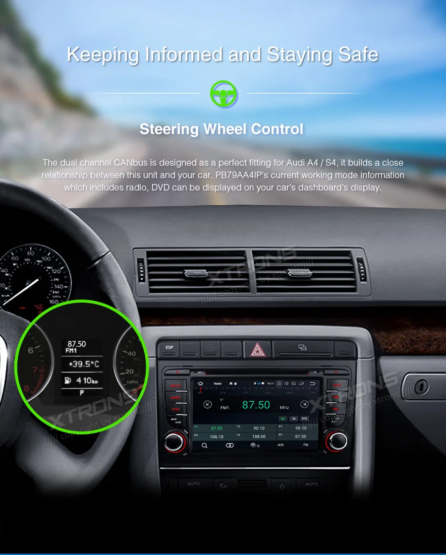 Sale XTRONS 7" Android 9.0 Octa Core 4GB RAM 32GB ROM Car DVD Player GPS Navigation for Audi A4 S4 B6 B7/RS4 2002-2008 for SEAT Exeo 17