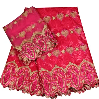 

2018 New Arrival African Lace Fabric French Bazin Riche Getzner Fabric And 2 Yards French Mesh Net Lace Fabric Sets JJ99-1