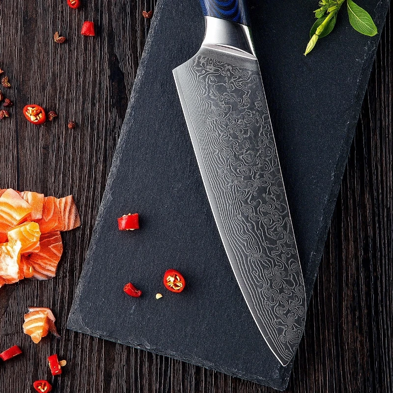 Набор кухонных ножей из дамасской нержавеющей стали VG10 японский нож Santoku