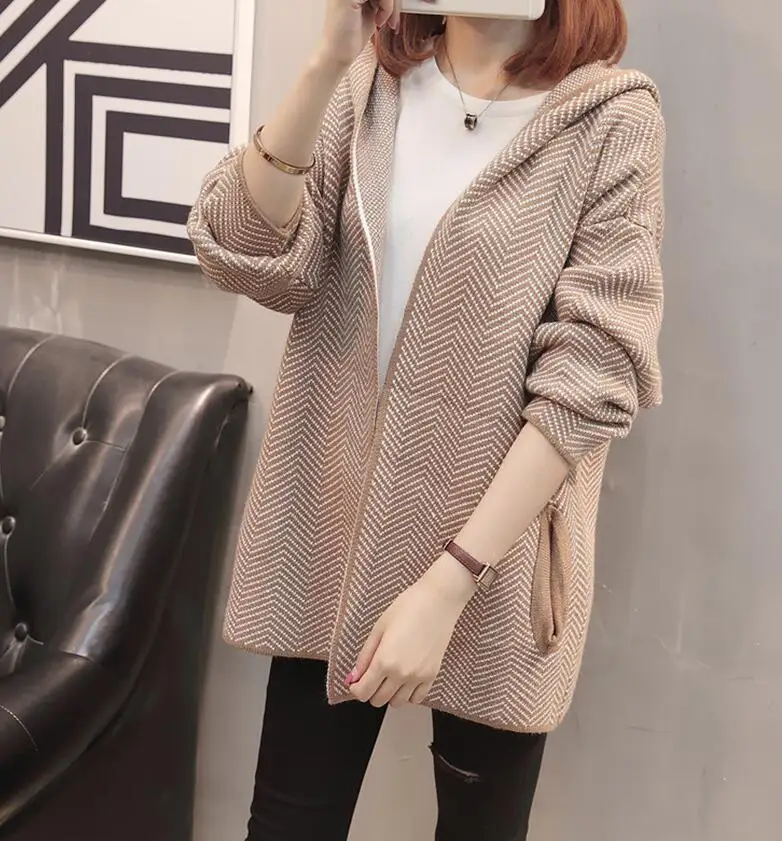 New fall/winter 2018 slouchy hooded cardigan sweater in four colors optional |