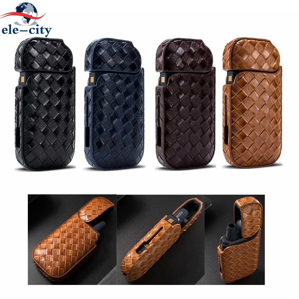 

2019 Newest Anti-knock Weaved PU Leather Full Protective Case Hard Cover for iQOS Pocket Charger Electronic Cigarette IQOS Case