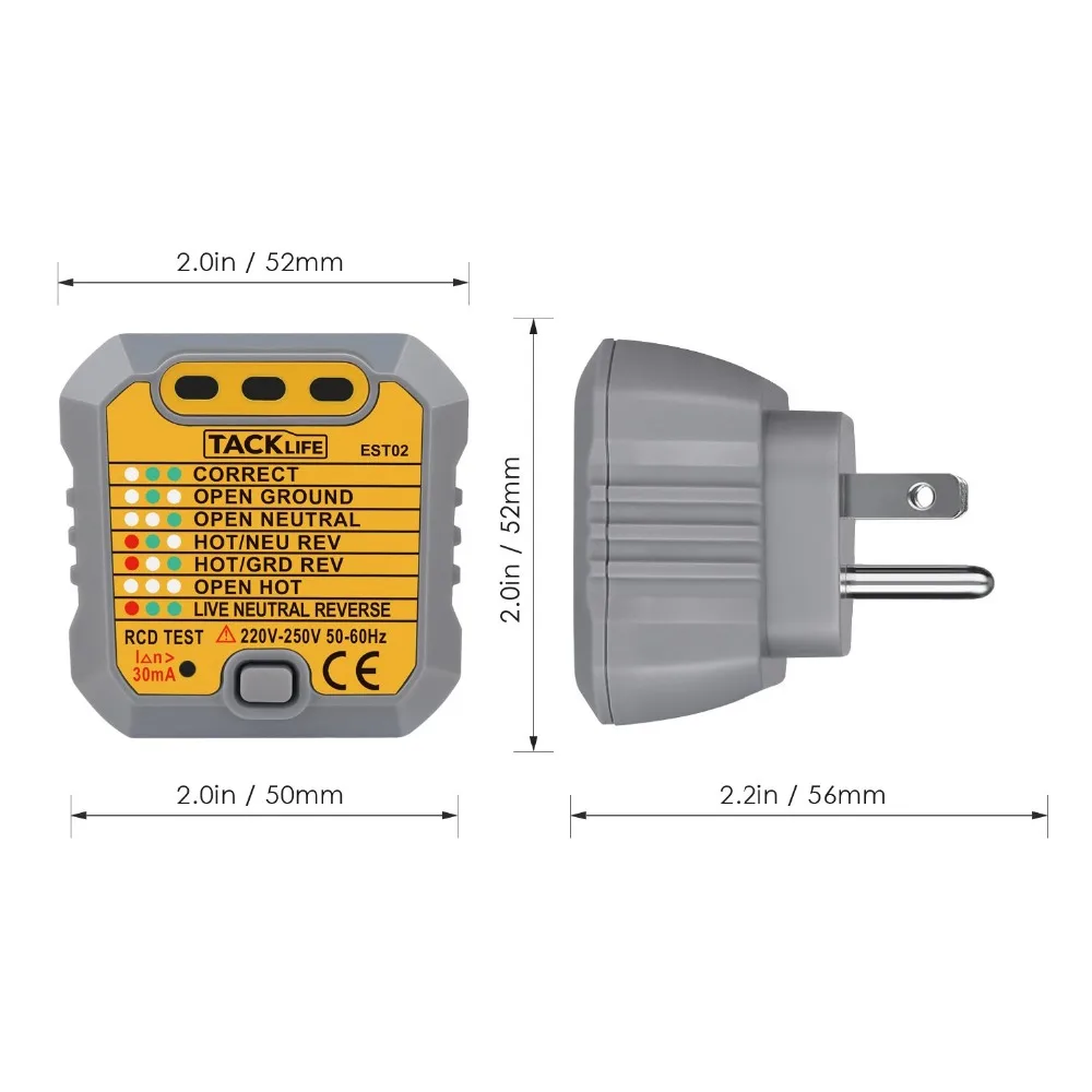 Tacklife EST01 Расширенный GFCI тестер розетки питания автоматическая электрическая цепь детектор напряжения проверки полярности инструменты