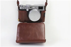 Роскошный чехол для видеокамеры из искусственной кожи для Fuji Fujifilm X100F с ремешком и открытой батареей 3 цвета+ мини-Чехол