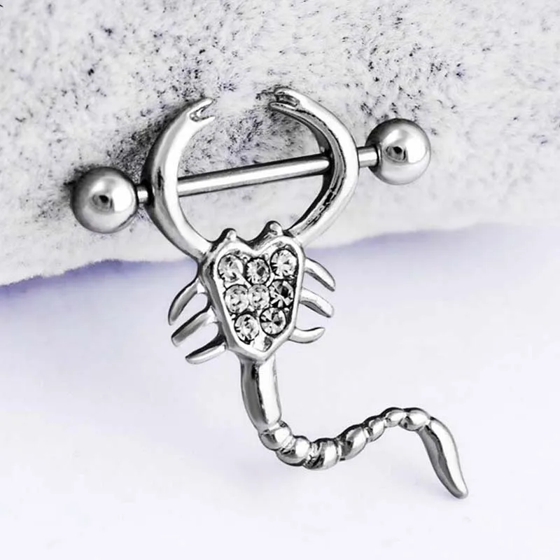 PAIR Stainless Steel Nipple Shield Ring Animal zodiac monkey / snake / eagle / centipede Piercing Barbell Jewelry 2pc