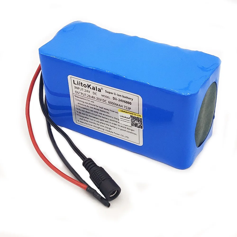 LiitoKala 24V 6Ah 7S3P 18650 литий-ионный аккумулятор 29,4 V 6000mAh для электрического велосипеда