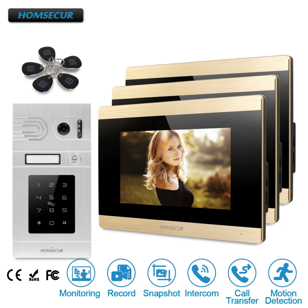

HOMSECUR 7" Video&Audio Home Intercom+Aluminium Alloy Camera for Home Security BC071-S+BM715-G