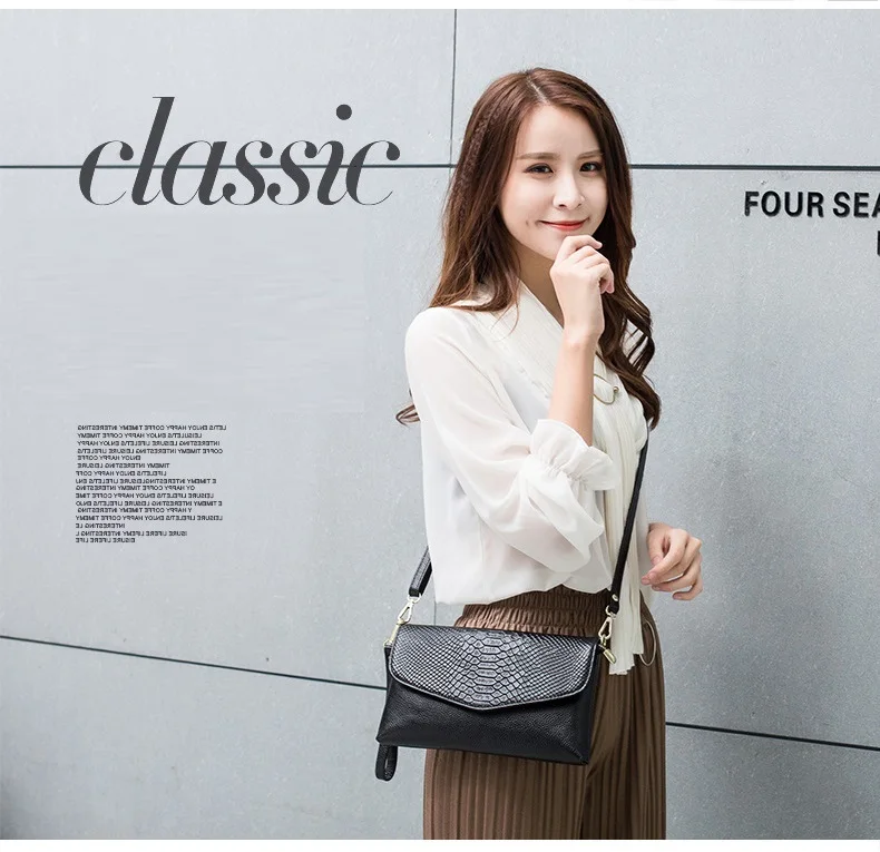 MJ Brand Serpentine Genuine Leather Women Messenger Bag Female Small Crossbody Bag Natural Real Leather Day Clutch with Wristlet (2)