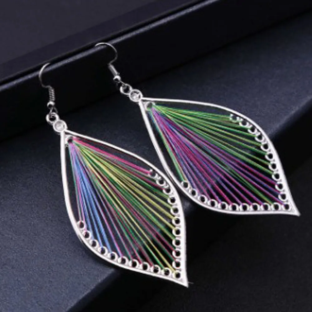 1 Pair Hand Woven Thread Earrings Unique Natural Real Leaf Earrings For