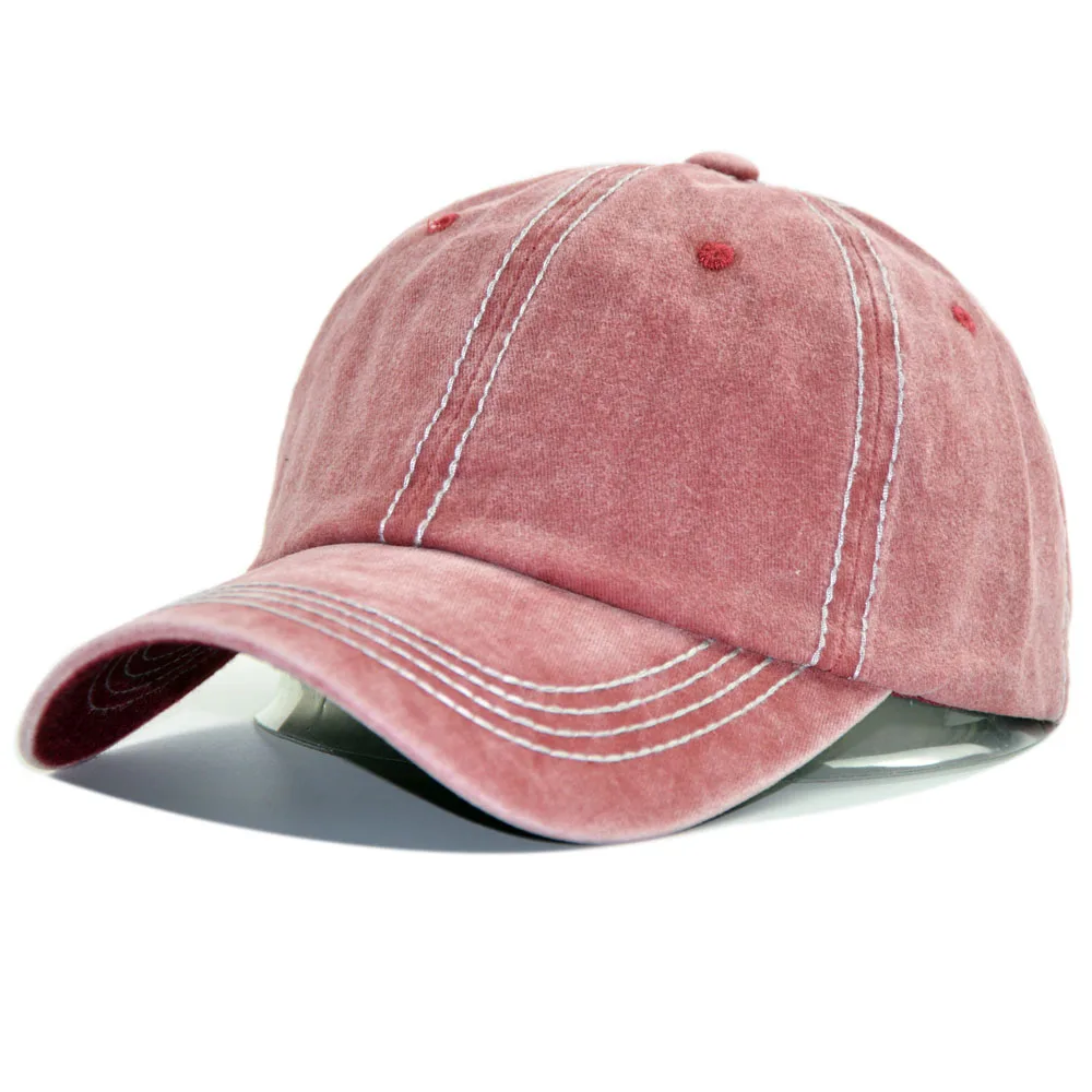 Summer Pure Color Snapback Hats Washable Cotton Adjustable Solid