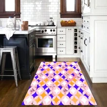 Оранжевый Синий Розовый плитка геометрический 3d узорчатый принт Нескользящая микрофибра кухня современный декоративный моющийся коврик