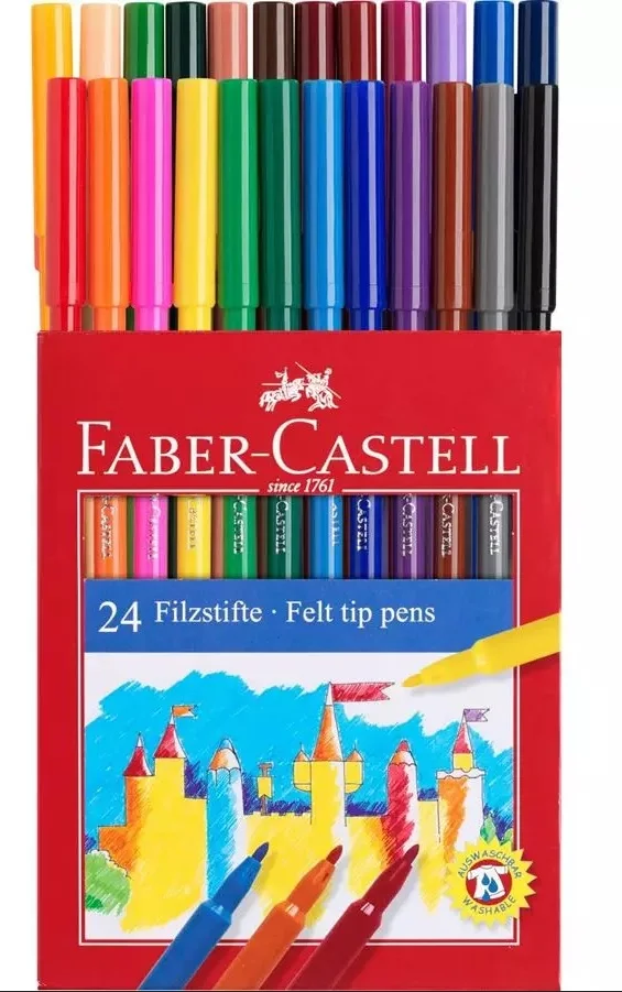 Original Faber Castell 554224 NEW Fibre Tip Pen Cardboardbox Of 24 Felt Tip Pens