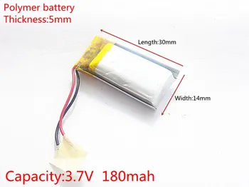 

3.7V,180mAH,501430 PLIB; polymer lithium ion / Li-ion battery for GPS,mp3,mp4,mp5,dvd,,model toy