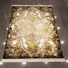 Еще Коричневый Золотой Желтый кремовый цветы цветочный этнический 3d противоскользящее микроволокно задний моющийся декоративный килим Площадь Ковер