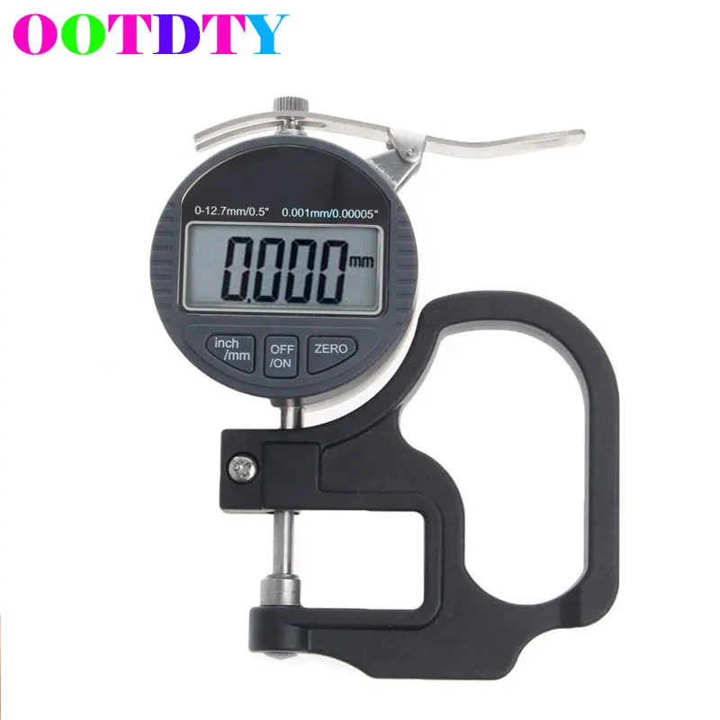 

OOTDTY Digital Electronic Thickness Micrometer 0.001 12.7mm Electronic Thickness Gauge Depth LCD Measurement