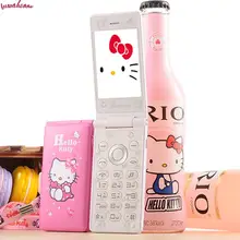Чехол-книжка с двумя сим-картами сотовые телефоны D10 дыхание света Сенсорный экран Для женщин девочка мультфильм рисунок «Hello Kitty» разблокированного мобильного сотового телефона KUH