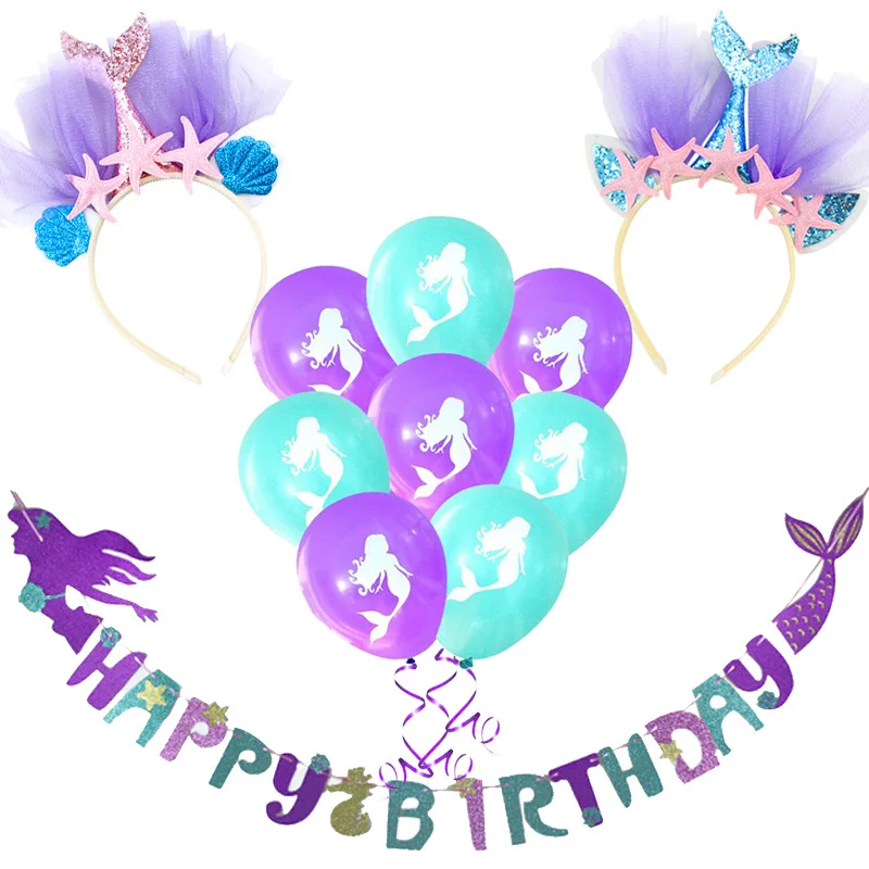 

MEIDDING Mermaid Banner Party Decor Baby Shower Decoration Little Mermaid Garland Banner Under The Sea Birthday Decor Supplies