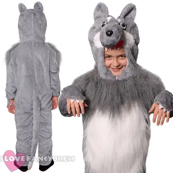 

CHILD WOLF COSTUME ANIMAL FANCY DRESS BOYS GIRLS SCHOOL BOOK WEEK CHARACTER
