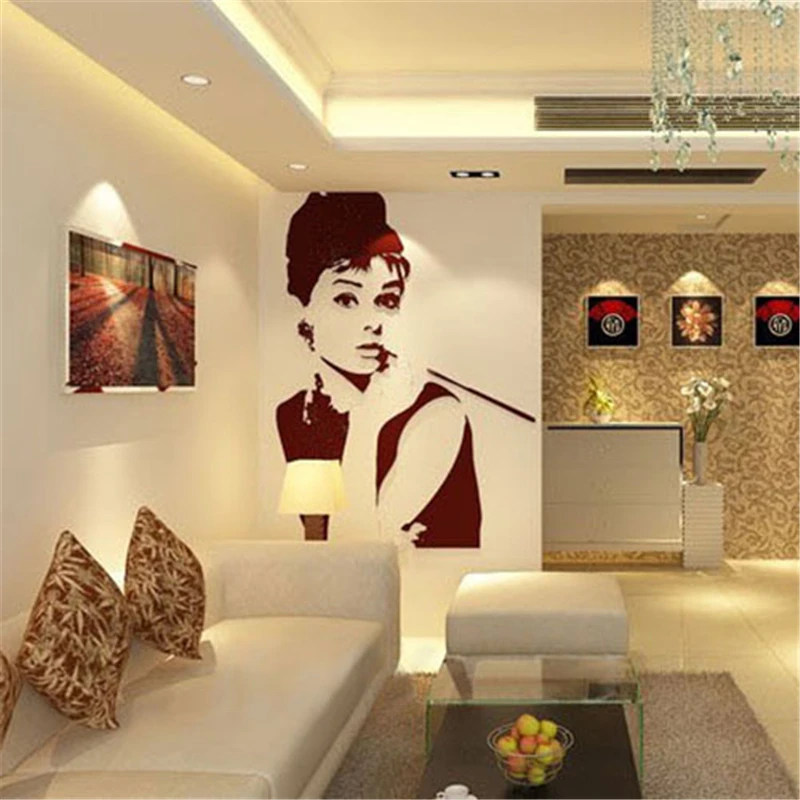 Audrey-Hepburn-Acrylic-3d-three-dimensional-wall-stickers-living-room-TV-background-wall-Home-Decoration-sticker